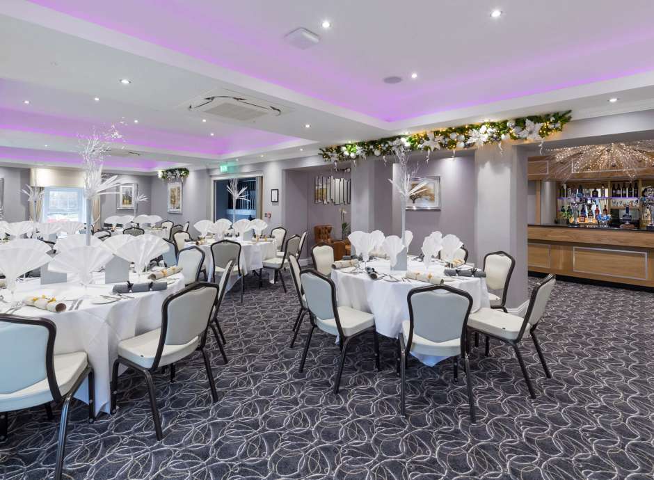 Devon Hotel Victoria Suite and Bar Decorated for Christmas Party