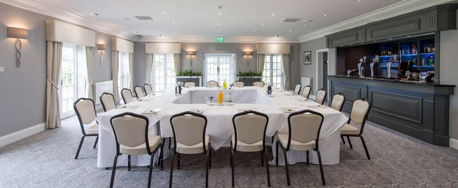 Devon Hotel Conference Room Meeting Layout with Bar