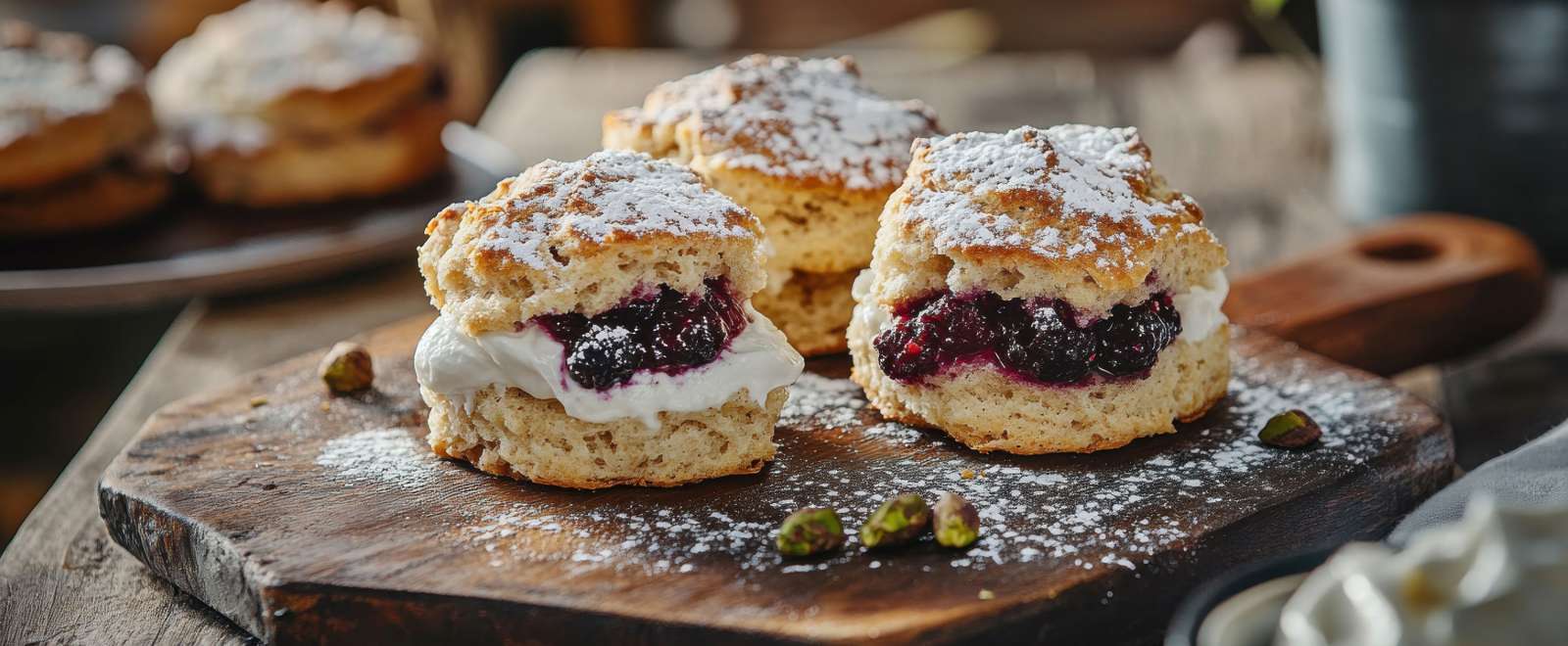scone with cream and jam