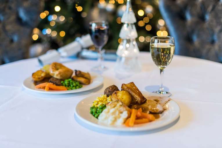 Devon Hotel Restaurant Dining Festive Christmas Carvery with Wine