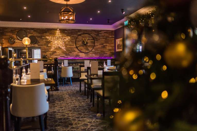 Devon Hotel Carriages Restaurant Decorated for Christmas