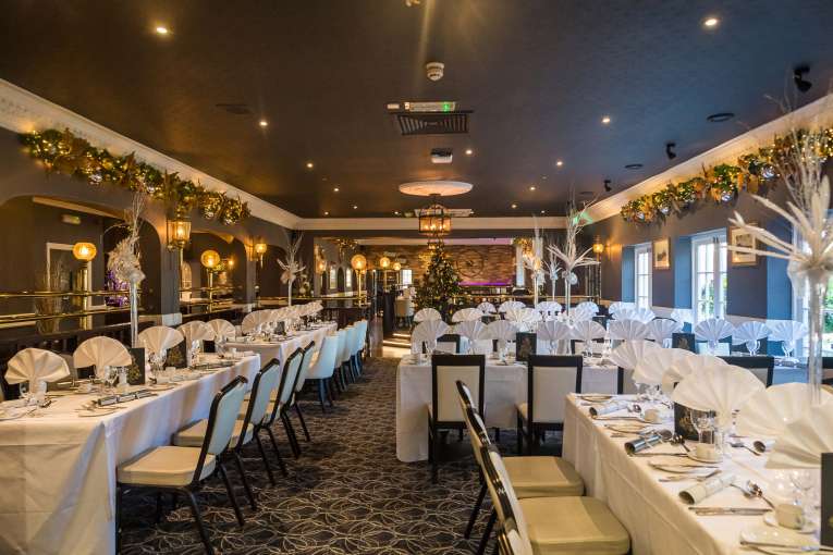 Devon Hotel Carriages Restaurant Decorated for Christmas