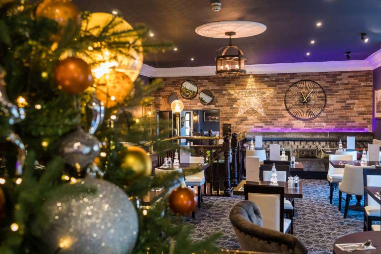 Devon Hotel Carriages Restaurant Decorated for Christmas