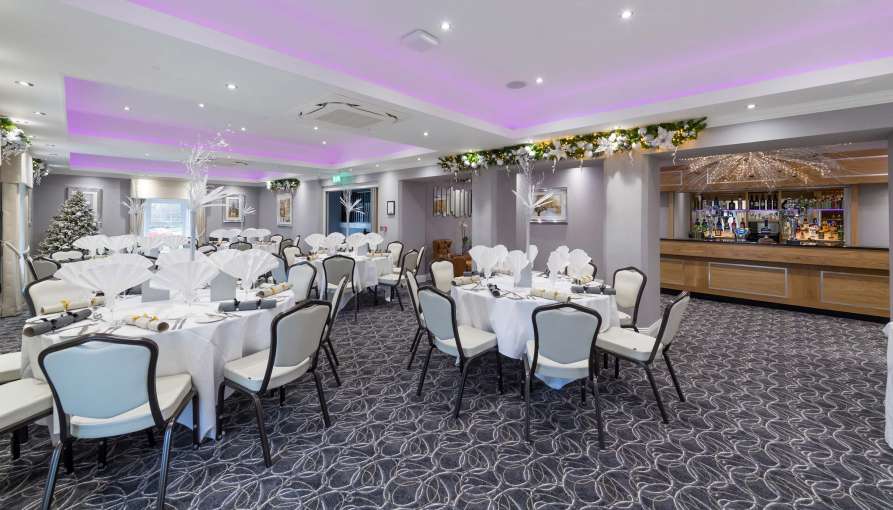 Devon Hotel Victoria Suite and Bar Decorated for Christmas Party