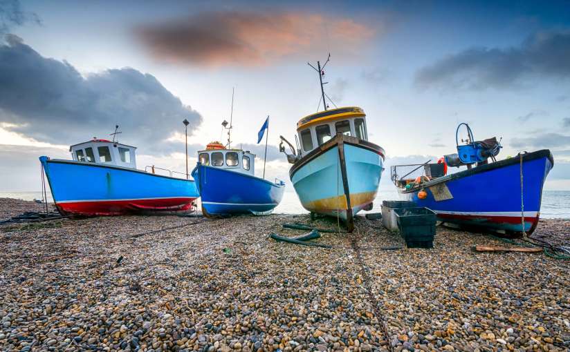 Boats on the Shingle Beach at Beer South Devon