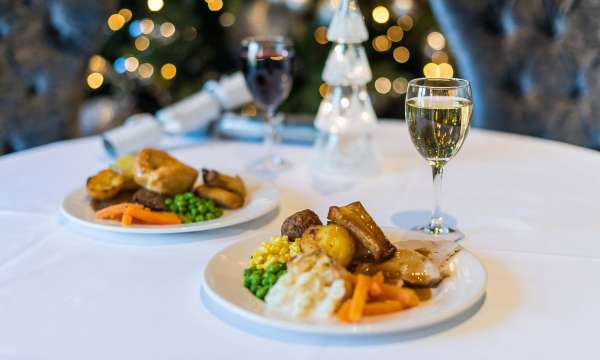 Devon Hotel Restaurant Dining Festive Christmas Carvery with Wine