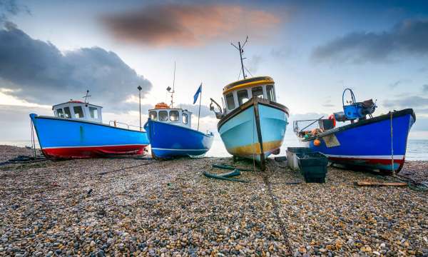 Boats on the Shingle Beach at Beer South Devon