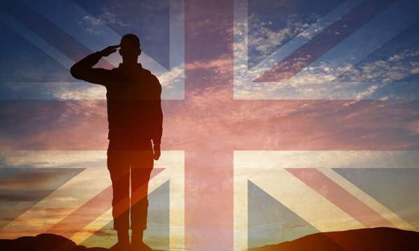 Solider and UK Flag 