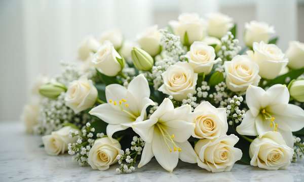 An arrangement of white flowers