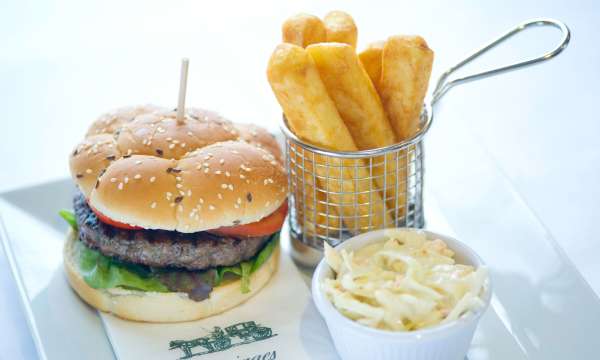 A children's burger and chips served at Carriages Bistro in Exeter