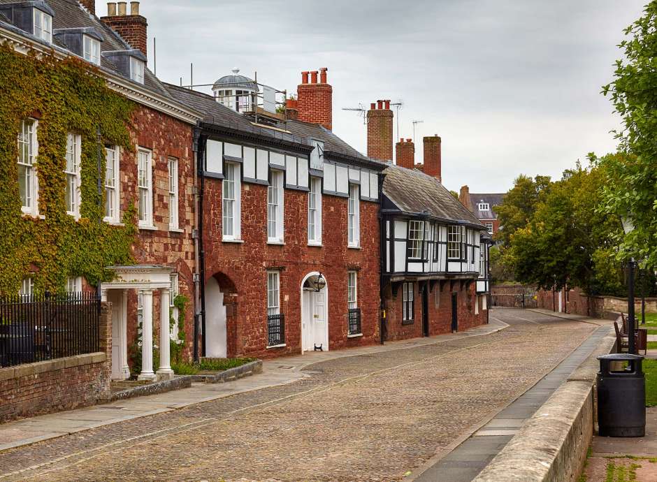 Houses Near Exeter Cathedral in Exeter South Devon