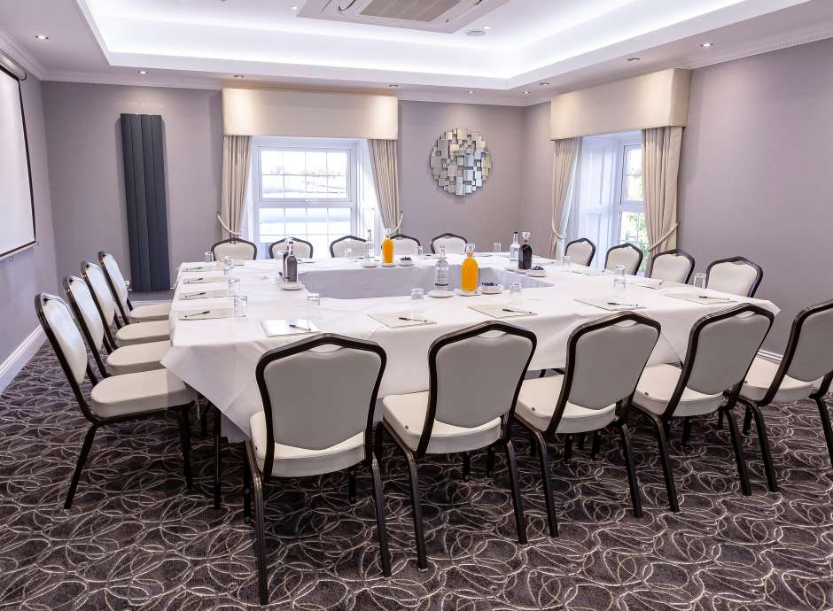 Boardroom set up in Georgian Suite at Devon Hotel