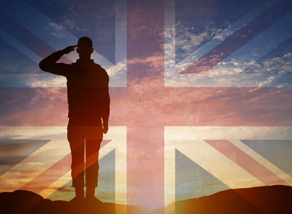 Solider and UK Flag 