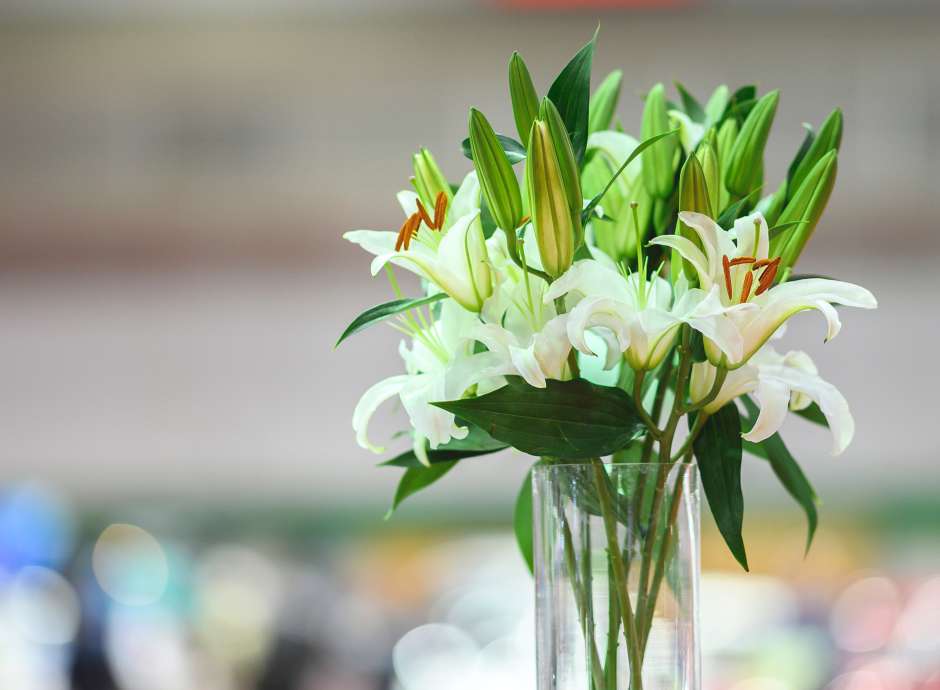 Vases of Lilies for Wake
